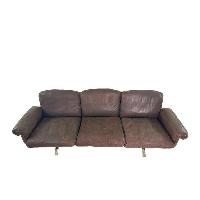 Metal Vintage DS-31 3-Seater Sofa in Brown Leather from de Sede, 1960s For Sale - Image 7 of 12