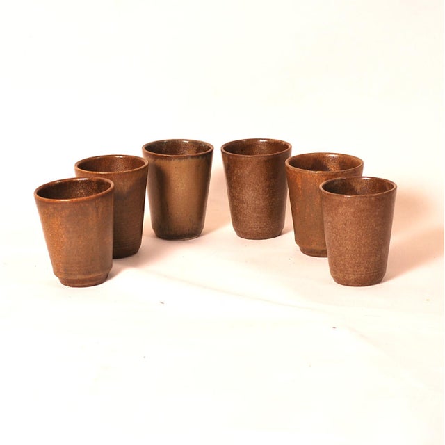 Ceramic Brutalist Stoneware Cups from Digoin, 1970s, Set of 6 For Sale - Image 7 of 7