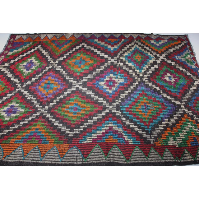 Vintage Anatolian Cicim Kilim With Diamond Motifs – Handwoven Tribal Flatweave -6' 4'' X 8' 4'' For Sale - Image 11 of 13