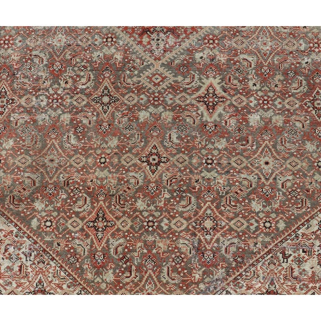 Antique Persian Fine Farahan Rug With Medallion in Brown, Red and Light Blue For Sale In Atlanta - Image 6 of 11
