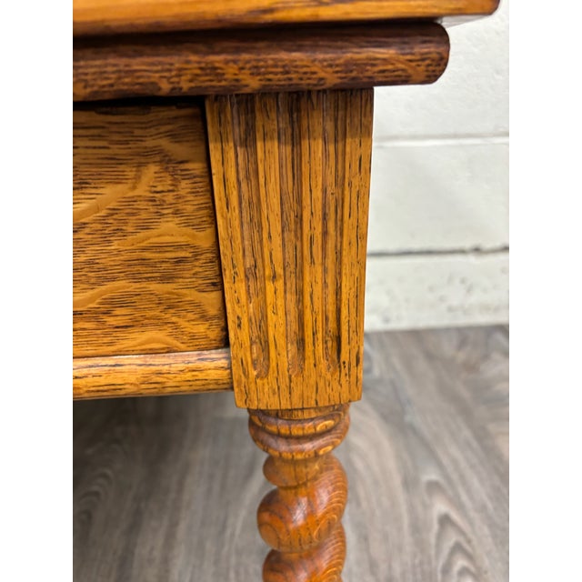 Antique English Jacobean Revival Tiger Oak Console Table Library Table For Sale - Image 14 of 14