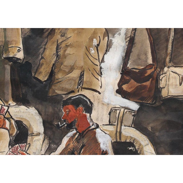Yves Brayer, Soldiers Playing Cards, 1939, Watercolor, Framed For Sale - Image 9 of 15