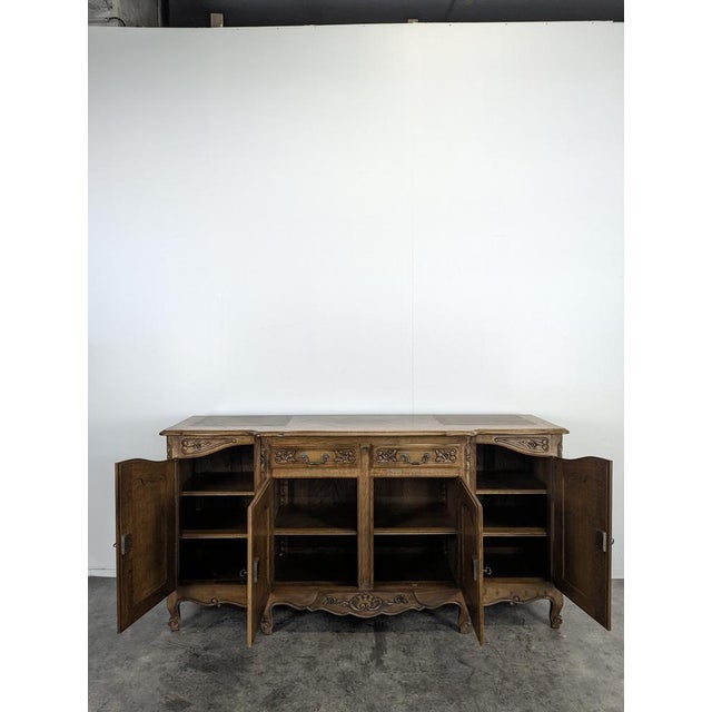 Neo-Rustic Sideboard in Carved Oak For Sale - Image 4 of 7