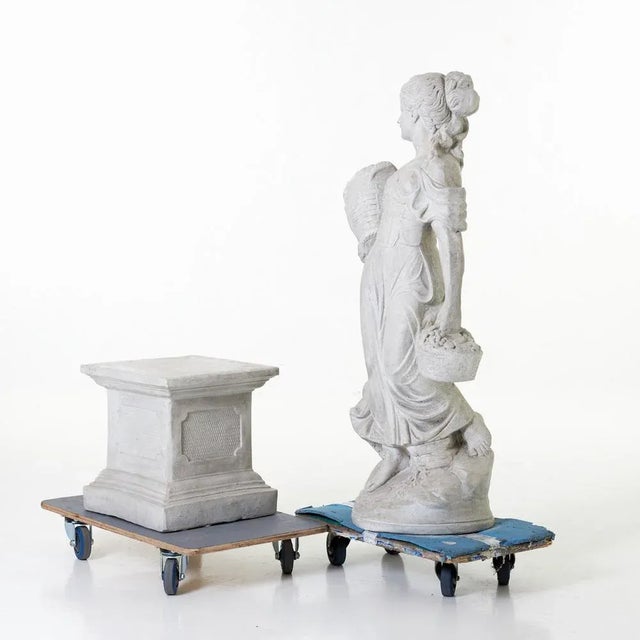 A statue for the garden or the entrance area with an impressive height of 172 cm including the base. It is stone mass in...