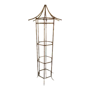 Italian Bagues Jansen Style Vintage Mid-Century Pagoda Gold Gilt Faux Bamboo Etagere
