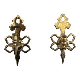 Virginia Metalcrafters Pr Brass Wall Candle Sconces Colonial Williamsburg, Set B For Sale