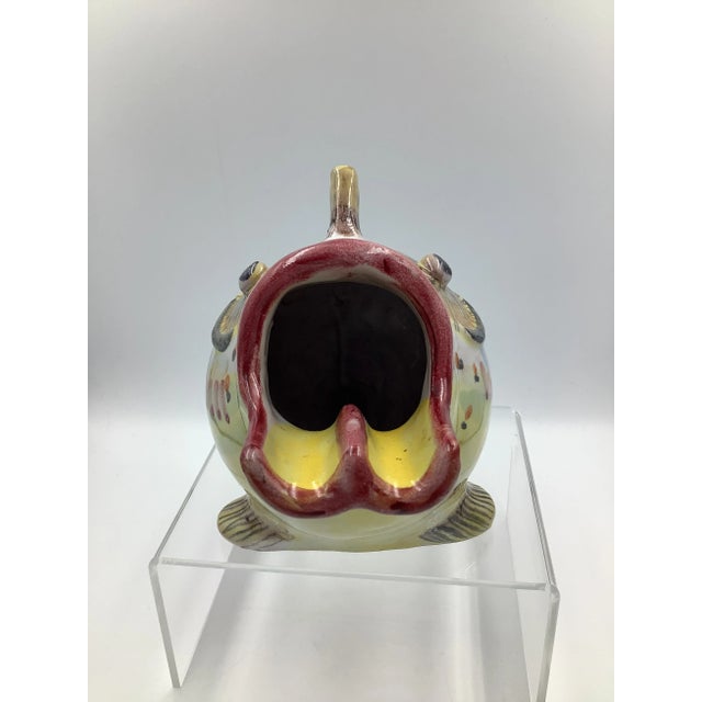 VIETRI Vintage Vietri Italy Signed Ceramic Colorful Painted Fish With Open Mouth Ashtray For Sale - Image 4 of 9