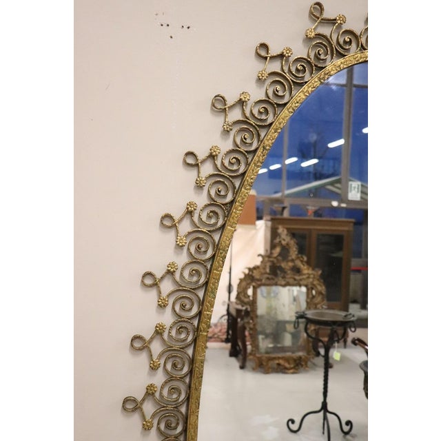 Mid-Century Modern Large Mid 20th Century Oval Floor Mirror in Iron with Consolle Table in Marble attributed to Pier Luigi Colli For Sale - Image 3 of 13