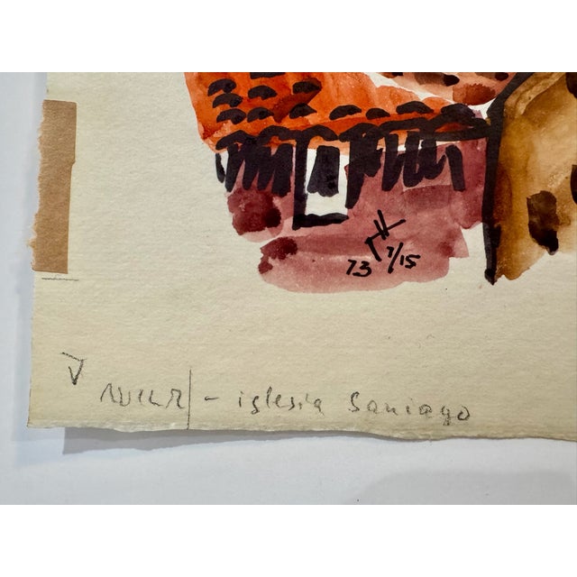 Henry Emil Salloch Original Watercolor on Paper Iglesia De Santiago, 1973. For Sale - Image 4 of 6