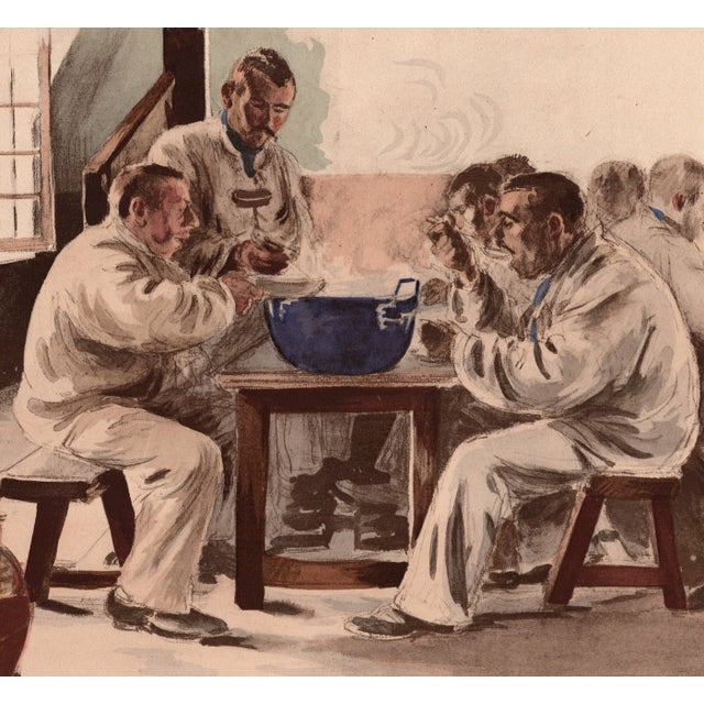 J. Baseilhac, La Soupe à la Chambrée, 1898, Original Lithograph For Sale - Image 3 of 9