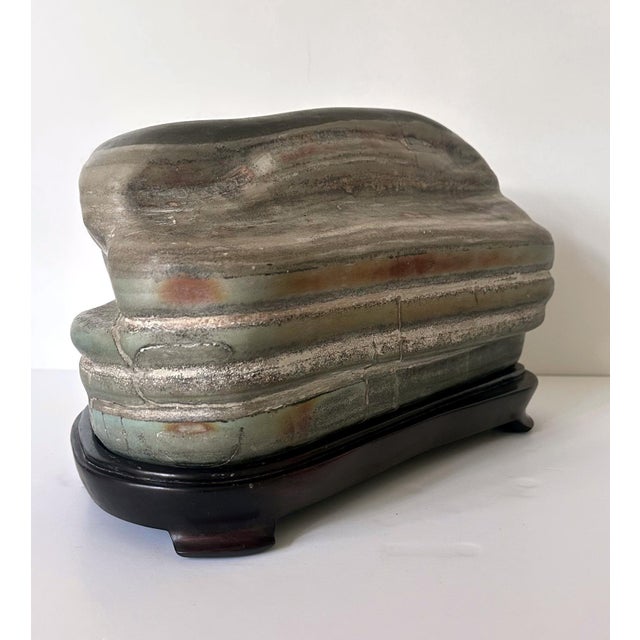 Chinese Scholar Stone Caitao Rock on Display Stand For Sale - Image 12 of 18