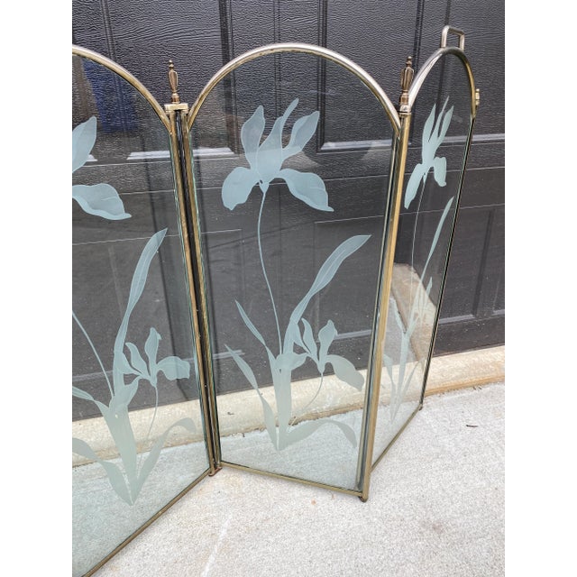 1980s Art Deco Boho Glass Fireplace Screen For Sale - Image 4 of 9