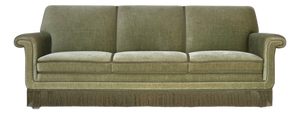 Danish 3-Seater Sofa in Green Velour and Beech, 1970s
