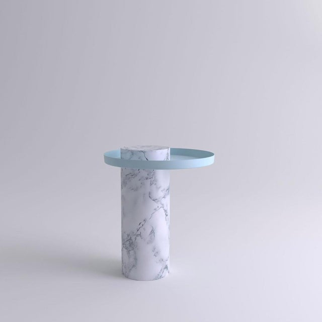 Medium white contemporary guéridon, Sebastian Herkner Dimensions: D 40 x H 46 cm Materials: Pele de Tigre marble, light...