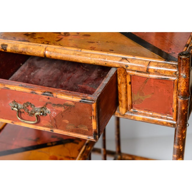 English Bamboo & Lacquered Chinoiserie Mirrored Hall Stand For Sale - Image 10 of 13
