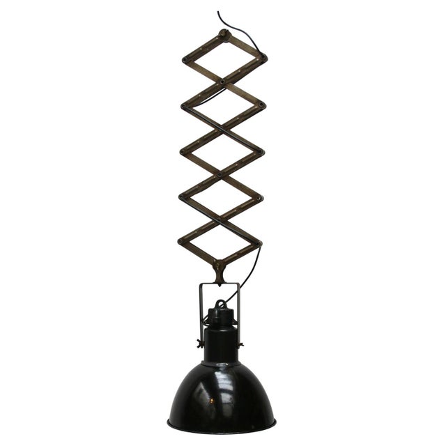 Vintage Industrial Black Enamel Scissor Pendant Light For Sale - Image 9 of 10