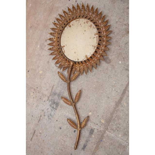 Copper Mid-Century Modern Hand-Crafted Copper and Wood Sunburst Mirror, 1950s For Sale - Image 8 of 10