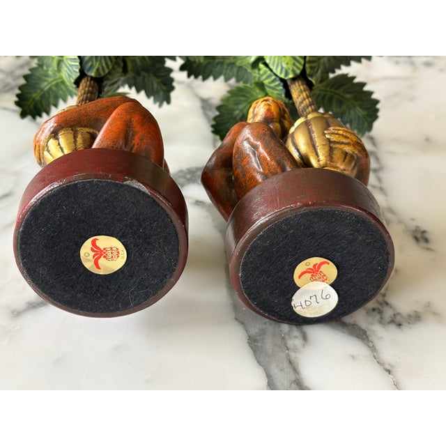 Vintage Palm Beach Style Petite Choses Monkey Palm Tree Candle Holders - A Pair For Sale In Little Rock - Image 6 of 9