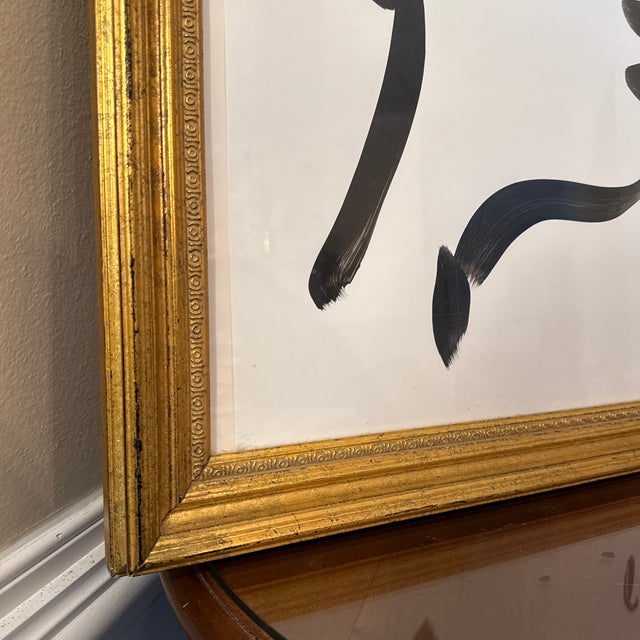 1970s Peter Keil Original Black & White Abstract Portrait Painting For Sale - Image 5 of 9