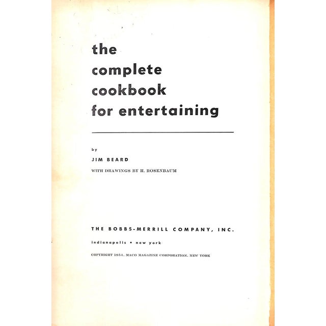 BEARD, Jim [144] pp. The Bobbs-Merrill Company, Inc. 9 5/8" x 6 3/4" Drawings by H. Rosenbaum *lacking jacket spine *...