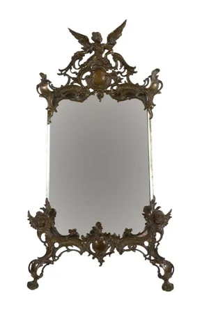 19th C. Art Nouveau Table Top Bronze Mirror