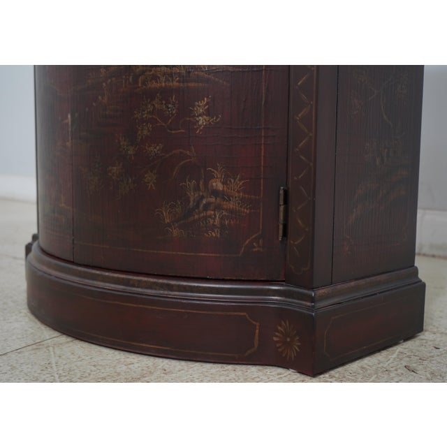 Ethan Allen Red Chinoiserie Decorated Hall Cabinet For Sale - Image 9 of 12