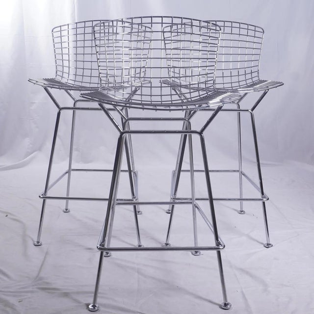 Mid-Century Modern Knoll Bertoia Bar Stools Designed by Harry Bertoia, Set of 3 For Sale - Image 3 of 9