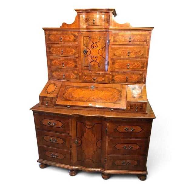 Mid 18th Century Antique Baroque Walnut Marquetry Secretaire, 1750 For Sale - Image 5 of 6
