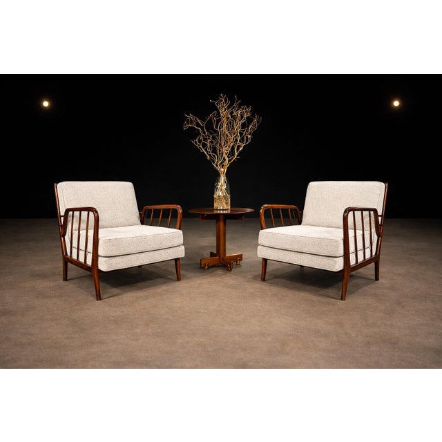 This rare pair of armchairs, designed by Rino Levi in the 1950s, exemplifies the refined intersection of Brazilian...