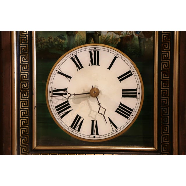 Brown 19th Century French Napoleon III Hand-Painted Wall Clock With Hunting Scene For Sale - Image 8 of 13