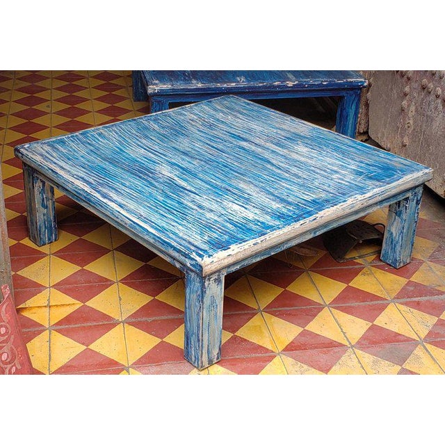 Moroccan Wooden Bleach Blue Coffee Table Chairish