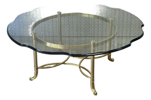 La Barge Brass Coffee Table With Scallop Glass Top - Made in Italy