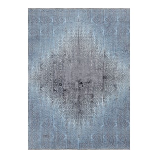 Rug & Kilim’s Contemporary Geometric Rug in Blue and Gray “Abstract Medallion” For Sale