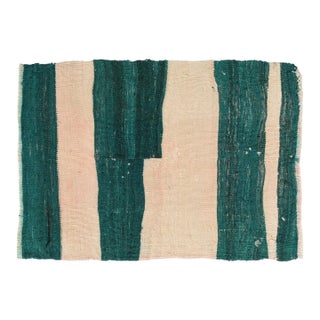 Green & White Mini Kilim Rug - 1`11″ X 2`9″ For Sale