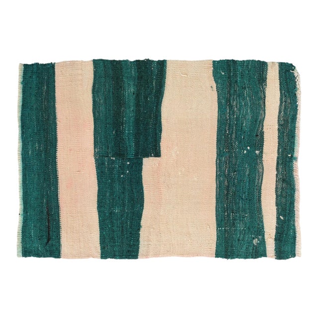 Green & White Mini Kilim Rug - 1`11″ X 2`9″ For Sale