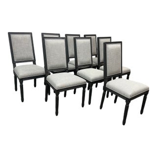 Restoration Hardware Vintage French Square Back Dining Chairs, Set of Eight For Sale