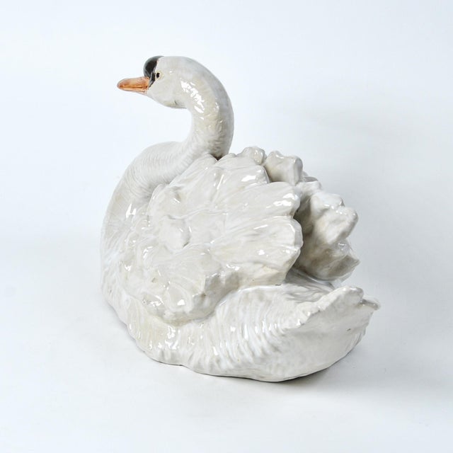 Contemporary Large Ceramic Swan Centerpiece For Sale - Image 3 of 18