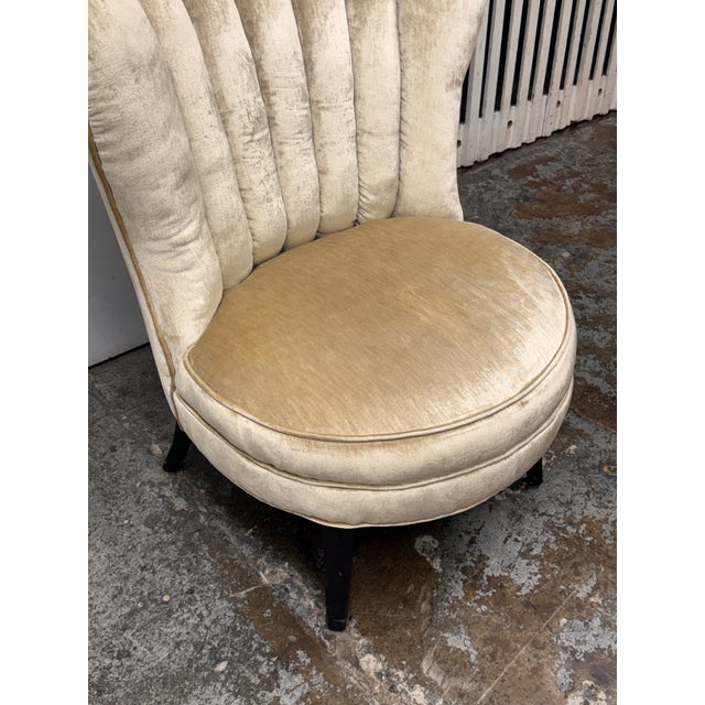 Textile Art Deco Shell Back Side Chair, Vintage For Sale - Image 7 of 11