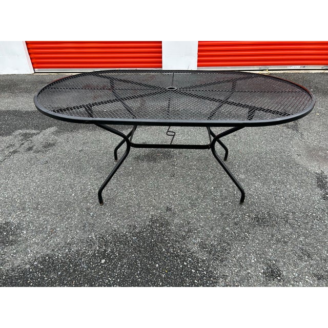 1960s Wrought Iron Patio Set Table and 4 Barrel Chairs For Sale - Image 4 of 11