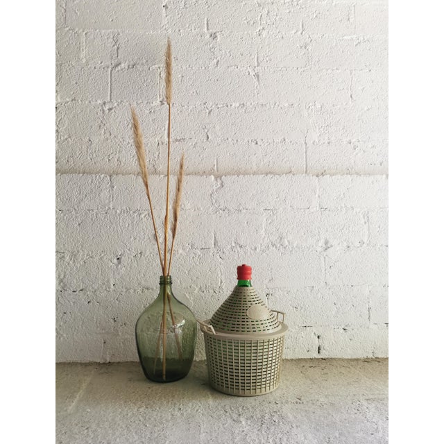 Large Vintage Wine Balloon in Grey Basket, Italy, 1950s For Sale - Image 9 of 10