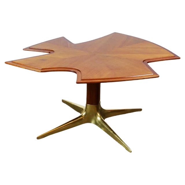 Mid-Century Austrian Walnut and Brass Coffee Table by Oswald Haerdtl For Sale