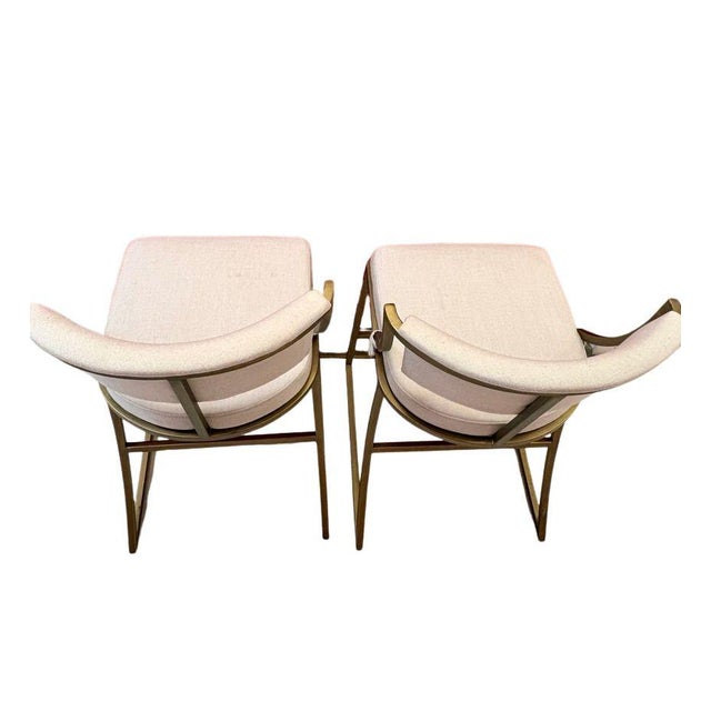Early 21st Century Ballard Designs Allister Upholstered Metal Bar Stools - A Pair For Sale - Image 5 of 7