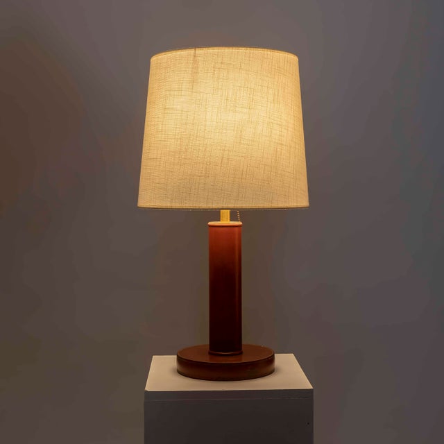 Gold French Art Deco Bordeaux Leather Table Lamp by Paul Dupre-Lafon for Hermès, 1940s For Sale - Image 8 of 18