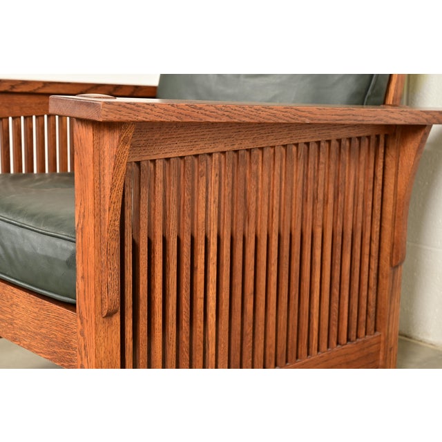 Stickley Mission Oak Arts & Crafts Reclining Morris Lounge Chair With Ottoman For Sale - Image 9 of 17