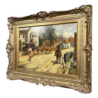W. G. Reid, Carriage and Horses Scene, 1800s, Oil on Panel For Sale