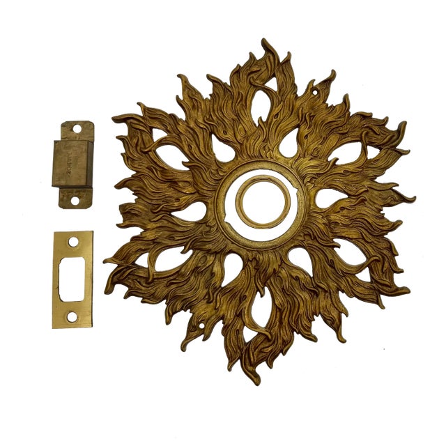 Vintage Sunburst Doorknob Hardware Plate For Sale
