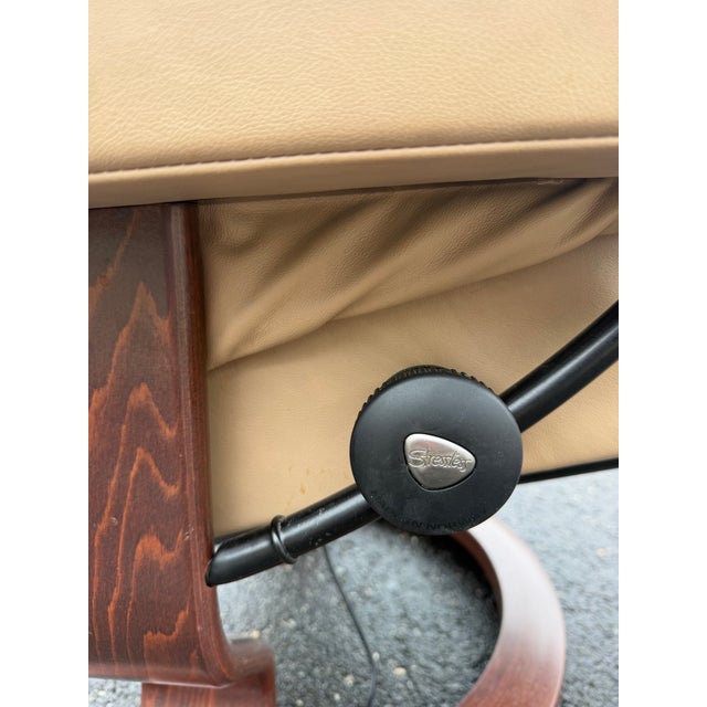 Beige Leather Ekornes Stressless Recliner For Sale - Image 11 of 12