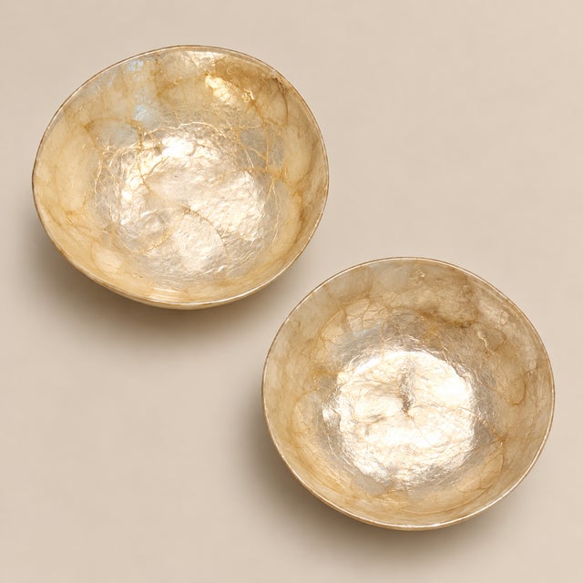 Gumps Capiz Bowls and Scalloped Shell Dishes Catchalls and Trays - A 9 Piece Set For Sale In Naples, FL - Image 6 of 13