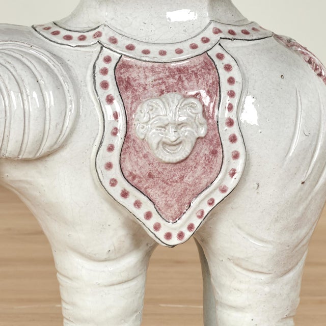 Vintage Italian Glazed Terra Cotta Elephant Stand For Sale - Image 9 of 12