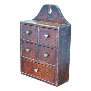 Wall Hanging Spice Box in Oak and Pine, 1840s For Sale